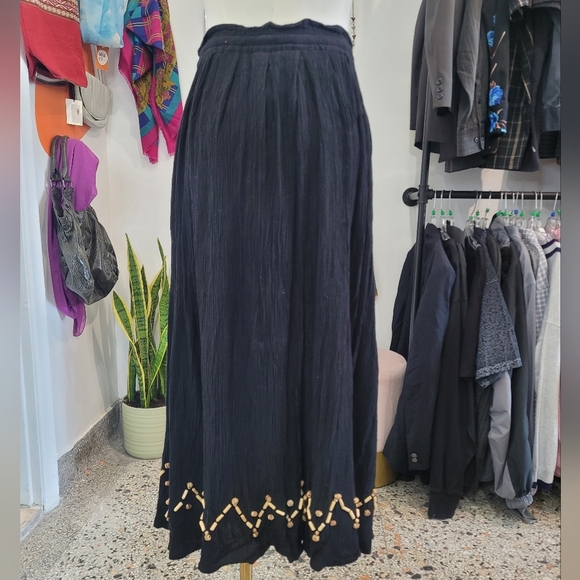 Lizsport Black Button-Down Skirt with Gold Accents - Picture 6 of 6